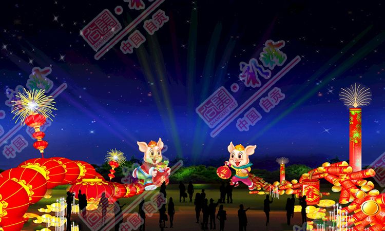 欢乐猪年花灯